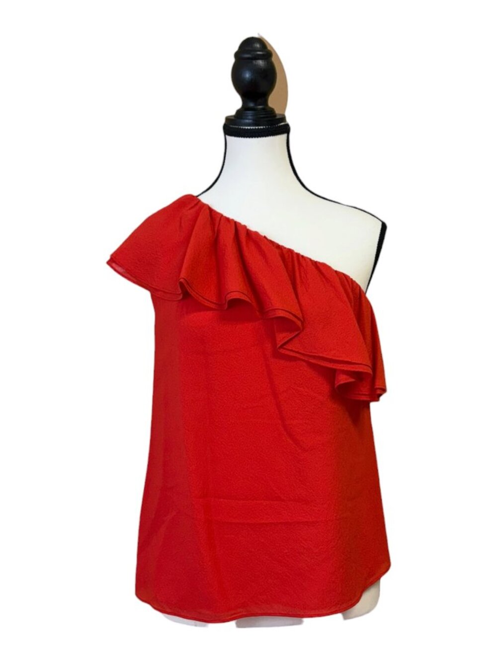 Rebecca Taylor Candy Apple Red Silk Blouse (2)